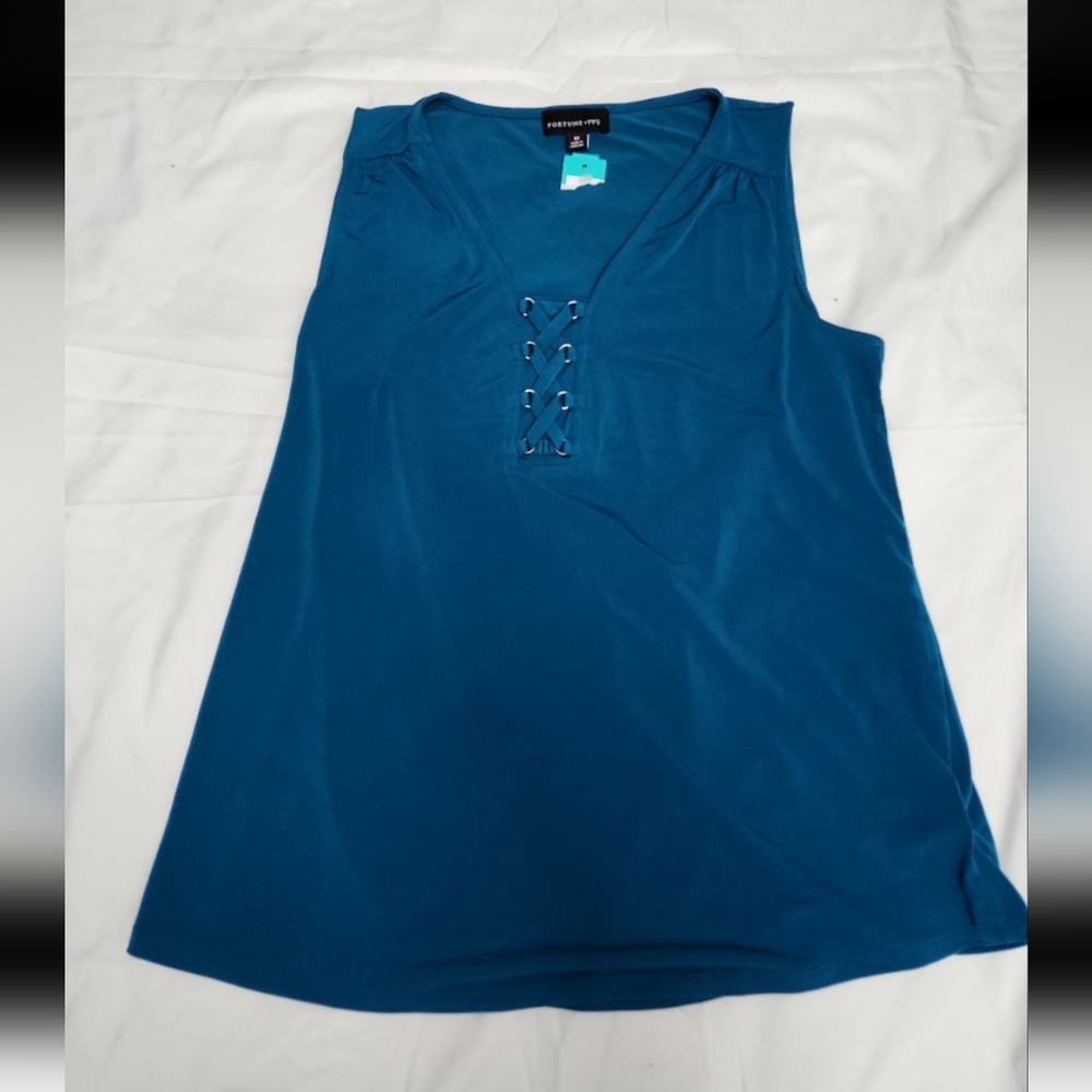 New fortune ivy Women's size XS teal blouse #G3